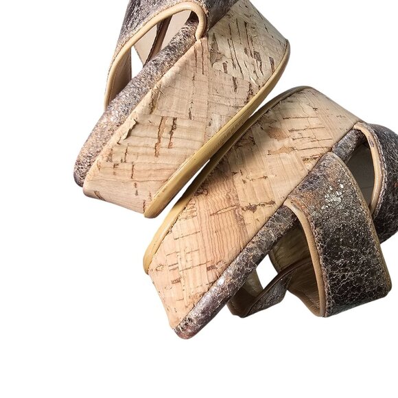 Stewart Weitzman Metallic Rose Gold Sandals Shoes Ankle Buckle sz 9 - Picture 9 of 9